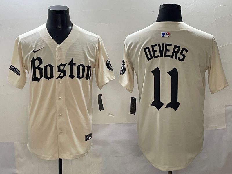 Men 2025 Boston Red Sox #11 Devers Cream Five generations Joint Name Nike MLB Jersey style 14->boston red sox->MLB Jersey